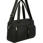 Bolsa Bag Preta Feminina Nylon Transversal Ombro de Mão Lisa Resistente - Imagem 3