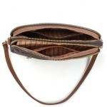 Bolsa De Couro Feminina Média Transversal Crossbody E Ombro Ajustável, Duas Divisões com Zíper, Impermeável - Imagem 5