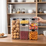 Kit de Potes Herméticos para Alimentos 5 Unidades Tampa Flip Preta Organização de Cozinha e Despensa - Imagem 4