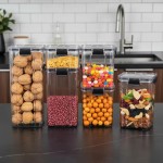 Kit de Potes Herméticos para Alimentos 5 Unidades Tampa Flip Preta Organização de Cozinha e Despensa - Imagem 5