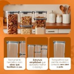 Kit de Potes Herméticos para Alimentos 5 Unidades Tampa Flip Preta Organização de Cozinha e Despensa - Imagem 8