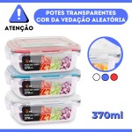 KIT 6 Potes de Vidro Retangular com Tampa Hermética 370ml (Transparente) - Imagem 3