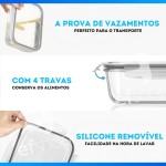 KIT 6 Potes de Vidro Retangular com Tampa Hermética 370ml (Transparente) - Imagem 5