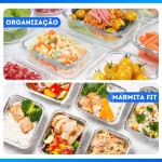 KIT 6 Potes de Vidro Retangular com Tampa Hermética 370ml (Transparente) - Imagem 6