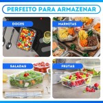 KIT 6 Potes de Vidro Retangular com Tampa Hermética 370ml (Transparente) - Imagem 7