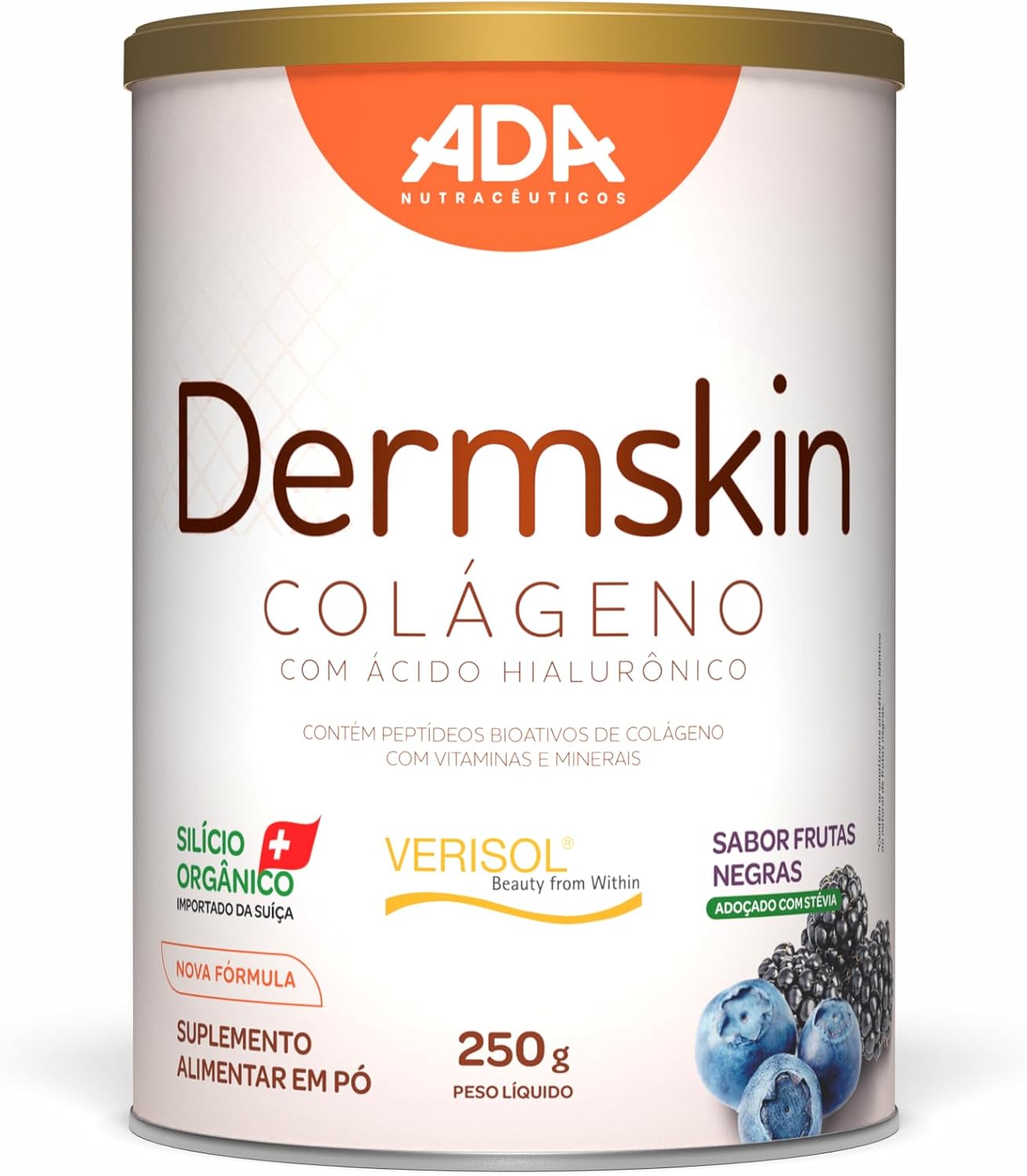 1771708805_Dermskin-Colageno-Verisol-Acido-Hialuronico-Silicio-Organico.jpg Dermskin - Colágeno Verisol + Ácido Hialurônico + Silício Orgânico - 250G Frutas Vermelhas