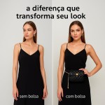 Bolsa com Cinto e Corrente 2 em 1 – Mini Crossbody Feminina em Couro Vegano com Alça Ajustável e Estilo Fashion Noite & Dia - Imagem 4