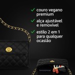 Bolsa com Cinto e Corrente 2 em 1 – Mini Crossbody Feminina em Couro Vegano com Alça Ajustável e Estilo Fashion Noite & Dia - Imagem 5