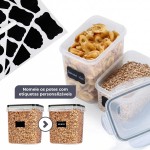 Decolab Kit Potes Herméticos Plástico Com Vedação BPA Free - Organizador de Cozinha Geladeira Porta Mantimentos (15, preto, Retangular) - Imagem 8