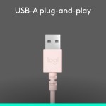 Headset com fio USB Logitech H390 com Almofadas Confortáveis, Controles de Áudio Integrado e Microfone com Redução de Ruído - Rosa - Imagem 6