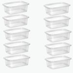 Kit 10 Potes BPA Free 800ml Para Freezer e Microondas COR: TRANSPARENTE