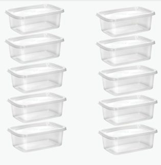 Kit 10 Potes BPA Free 800ml Para Freezer e Microondas COR: TRANSPARENTE