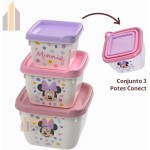 Kit com 3 Potes, Plástico, Conect, Minnie, Plasutil - Imagem 3
