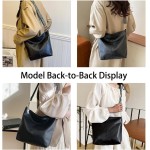Bolsa de couro PU grande, bolsa tiracolo feminina, bolsa de compras, bolsa de ombro de grande capacidade para viagem, preta - Imagem 4