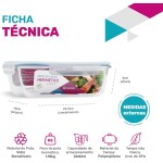 Kit 3 Potes de Vidro Retangular com Tampa Hermética 2260ml (Azul) - Imagem 3