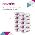 Kit Conjunto 10 Potes Vidro Hermético Marmita Tampa 370ml (Branco) - Imagem 9