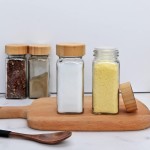 Kit 12 Pote Vidro Tampa Bambu Organizador Tempero Luxo 120ml Transparente - Imagem 5