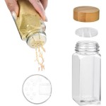 Kit 12 Pote Vidro Tampa Bambu Organizador Tempero Luxo 120ml Transparente - Imagem 7