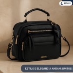 Bolsa Feminina Baú Transversal tamanho Médio em couro PU com Alça De Ombro removível Tiracolo - Imagem 3