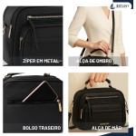 Bolsa Feminina Baú Transversal tamanho Médio em couro PU com Alça De Ombro removível Tiracolo - Imagem 4