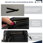 Bolsa Feminina Baú Transversal tamanho Médio em couro PU com Alça De Ombro removível Tiracolo - Imagem 5