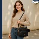 Bolsa Feminina Baú Transversal tamanho Médio em couro PU com Alça De Ombro removível Tiracolo - Imagem 6