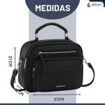 Bolsa Feminina Baú Transversal tamanho Médio em couro PU com Alça De Ombro removível Tiracolo - Imagem 7