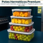 Kit 4 Potes Herméticos para Alimentos – Armazenamento Seguro e Antivazamento, Tampa Hermética Borracha Isolante, Ideal para Freezer/Microondas - Organizador de Frutas Legumes e Saladas - Imagem 3