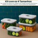Kit 4 Potes Herméticos para Alimentos – Armazenamento Seguro e Antivazamento, Tampa Hermética Borracha Isolante, Ideal para Freezer/Microondas - Organizador de Frutas Legumes e Saladas - Imagem 4