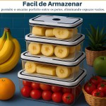 Kit 4 Potes Herméticos para Alimentos – Armazenamento Seguro e Antivazamento, Tampa Hermética Borracha Isolante, Ideal para Freezer/Microondas - Organizador de Frutas Legumes e Saladas - Imagem 8