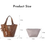 Bolsa feminina de couro vegano, bolsa de ombro com alça superior e bolsa pequena removível - Imagem 5