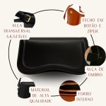 Bolsa Bag Transversal Baguete Feminina Alça Mão Tiracolo Couro Pu Moderna QUBCCUM - Imagem 3
