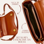 Bolsa Bag Transversal Baguete Feminina Alça Mão Tiracolo Couro Pu Moderna QUBCCUM - Imagem 4