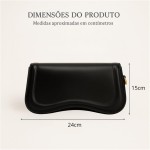 Bolsa Bag Transversal Baguete Feminina Alça Mão Tiracolo Couro Pu Moderna QUBCCUM - Imagem 5