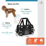 Bolsa Transporte Pet para Avião Cabine Viagem Ventilação Cães e Gatos Reforçada até 14kg Tela Arejada Alça e Tapete Removível - Duke & Dixie (Preto/Pata) - Imagem 3