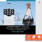 Bolsa Transporte Pet para Avião Cabine Viagem Ventilação Cães e Gatos Reforçada até 14kg Tela Arejada Alça e Tapete Removível - Duke & Dixie (Preto/Pata) - Imagem 5