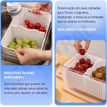 Kit 4 Potes Herméticos Organizadores para Geladeira com Cesto – Frutas, Legumes e Carnes – Livre de BPA, Empilháveis | Tampa com Trava e Vedação de Borracha - Imagem 3