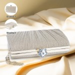 Bolsa Clutch Festa Feminina Dourada Superfície Poliéster Mão Ombro Transversal Com Correntes Removíveis - Imagem 5