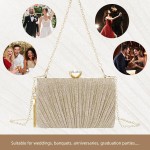 Bolsa Clutch Festa Feminina Dourada Superfície Poliéster Mão Ombro Transversal Com Correntes Removíveis - Imagem 7