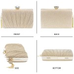 Bolsa Clutch Festa Feminina Dourada Superfície Poliéster Mão Ombro Transversal Com Correntes Removíveis - Imagem 8
