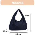 Bolsa Nylon Feminina Hobo para Faculdade, Trabalho, Academia e Uso Diário - Bolsa Universitária Lateral de Ombro Impermeável Dia a Dia Casual - Imagem 3