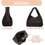 Bolsa Nylon Feminina Hobo para Faculdade, Trabalho, Academia e Uso Diário - Bolsa Universitária Lateral de Ombro Impermeável Dia a Dia Casual - Imagem 6