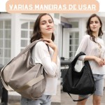 Bolsa Nylon Feminina Hobo para Faculdade, Trabalho, Academia e Uso Diário - Bolsa Universitária Lateral de Ombro Impermeável Dia a Dia Casual - Imagem 7