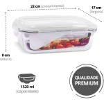 KIT 4 Potes de Vidro Retangular com Tampa Hermética 1520ml Cor:Branco (QH) - Imagem 3