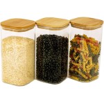 Oikos - Kit 3 Potes de Vidro 1,4L com Tampa Bambu Herméticos Quadrados Flat - Imagem 4
