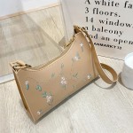 Bolsas de ombro transversais para mulheres, mini bolsas com estampa de bordado floral, bolsa de ombro pequena de poliuretano com fecho de zíper - Imagem 3