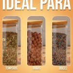 kit 2 pote vdro bambu hermético 1,6L quadrado cozinha grande alimentos colher mantimentos decoração organização - Imagem 7