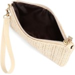 Bolsa clutch feminina de palha de verão para praia com zíper - Imagem 5