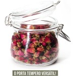 kit 12 pote tempero vidro redondo tampa hermetico 100Ml 8cm potiche conserva - Imagem 5