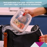 KIT 2 Potes de Vidro Retangular com Tampa Hermética 640ml Cor:Branco (QH) - Imagem 5